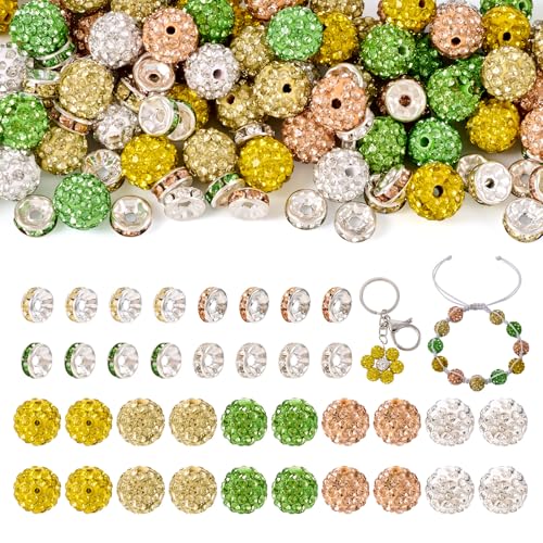 KISSITTY Discokugel-Abstandshalter mit flachen, runden Perlen für selbstgemachte Schmuckherstellung, Halsketten, Ohrringe, Armbänder, Dekorationen, Ornamente, 10 mm, 80 Stück von KISSITTY
