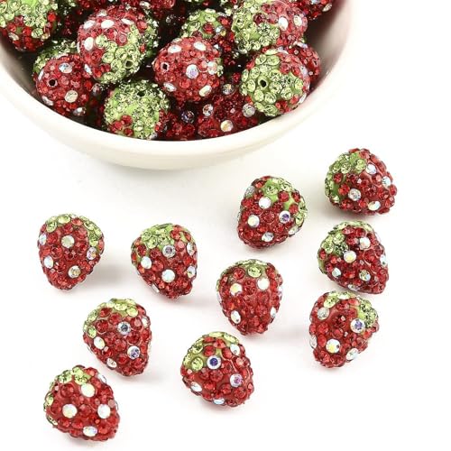 KISSITTY Erdbeerperlen, Glasperlen, Strass, Polymerton, 3D, rote Erdbeere, Obst, Abstandhalter, 13 x 14 mm, für DIY, Basteln, Schmuckherstellung, Halsketten, Ohrringe, Armbänder, Dekorationen, 50 KISSITTY Erdbeerperlen, Glasperlen, Strass, Polymerton, 3D, rote Erdbeere, Obst, Abstandhalter, 13 x 14 mm, für DIY, Basteln, Schmuckherstellung, Halsketten, Ohrringe, Armbänder, Dekorationen, 50 von KISSITTY