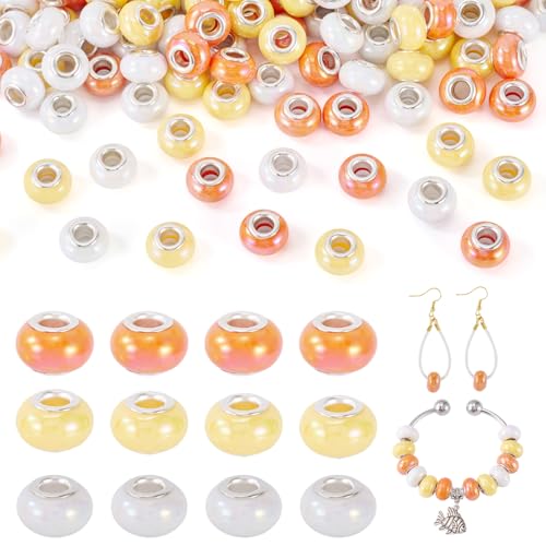 KISSITTY Europäische Perlen mit großem Loch, 13,5 mm, Kunstharz, lose Abstandshalter, Charms mit Doppelkernen für Bastelarbeiten, Stifte, Schlangenkette, Armband, Halskette, Ohrringe, für Damen und von KISSITTY