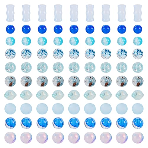 KISSITTY Glasperlen für Armbänder, dunkelhimmelblau, ästhetisch, gebohrt, rund, lose Perlen, Abstandshalter für selbstgemachte Halsketten, Ohrringe, Schmuck, Basteln, Sonnenfänger, 100 Stück KISSITTY Glasperlen für Armbänder, dunkelhimmelblau, ästhetisch, gebohrt, rund, lose Perlen, Abstandshalter für selbstgemachte Halsketten, Ohrringe, Schmuck, Basteln, Sonnenfänger, 100 Stück von KISSITTY