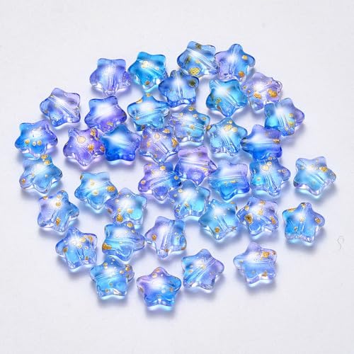 KISSITTY Glasperlen in Sternform, Farbverlauf, blaue Kristallperlen, mittig gebohrt, lose Bastelperlen, 8 mm, für Schmuckherstellung, Ohrringe, Armbänder, Halsketten, Bastelarbeiten, 100 Stück KISSITTY Glasperlen in Sternform, Farbverlauf, blaue Kristallperlen, mittig gebohrt, lose Bastelperlen, 8 mm, für Schmuckherstellung, Ohrringe, Armbänder, Halsketten, Bastelarbeiten, 100 Stück von KISSITTY