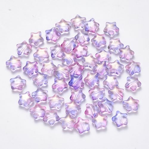 KISSITTY Glasperlen in Sternform, Farbverlauf, violett, Kristallperlen, mittig gebohrt, lose Bastelperlen, 8 mm, für Schmuckherstellung, Ohrringe, Armbänder, Halsketten, Bastelarbeiten, 100 Stück KISSITTY Glasperlen in Sternform, Farbverlauf, violett, Kristallperlen, mittig gebohrt, lose Bastelperlen, 8 mm, für Schmuckherstellung, Ohrringe, Armbänder, Halsketten, Bastelarbeiten, 100 Stück von KISSITTY