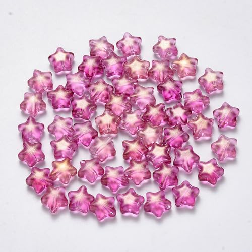 KISSITTY Glasperlen in Sternform, fuchsiafarben, mit Glitzer, in der Mitte, gebohrt, lose Bastelperlen, 8 mm, für Schmuckherstellung, Ohrringe, Armbänder, Halsketten, Bastelarbeiten, 100 Stück KISSITTY Glasperlen in Sternform, fuchsiafarben, mit Glitzer, in der Mitte, gebohrt, lose Bastelperlen, 8 mm, für Schmuckherstellung, Ohrringe, Armbänder, Halsketten, Bastelarbeiten, 100 Stück von KISSITTY
