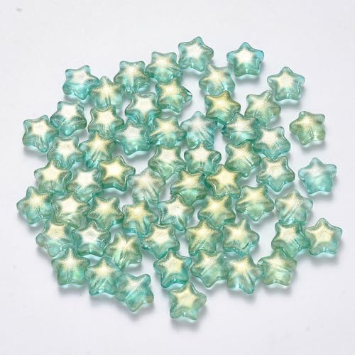 KISSITTY Glasperlen in Sternform, grüne Kristallperlen mit Glitzer in der Mitte, gebohrt, lose Bastelperlen, 8 mm, für Schmuckherstellung, Ohrringe, Armbänder, Halsketten, Bastelarbeiten, 100 Stück KISSITTY Glasperlen in Sternform, grüne Kristallperlen mit Glitzer in der Mitte, gebohrt, lose Bastelperlen, 8 mm, für Schmuckherstellung, Ohrringe, Armbänder, Halsketten, Bastelarbeiten, 100 Stück von KISSITTY