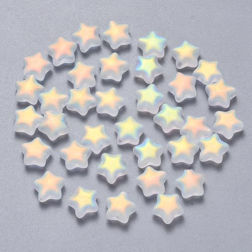 KISSITTY Glasperlen in Sternform, mattiert, AB-Farbe, Kristallperlen, mittig gebohrt, lose Bastelperlen, 8 mm, für Schmuckherstellung, Ohrringe, Armbänder, Halsketten, Bastelarbeiten, 100 Stück KISSITTY Glasperlen in Sternform, mattiert, AB-Farbe, Kristallperlen, mittig gebohrt, lose Bastelperlen, 8 mm, für Schmuckherstellung, Ohrringe, Armbänder, Halsketten, Bastelarbeiten, 100 Stück von KISSITTY