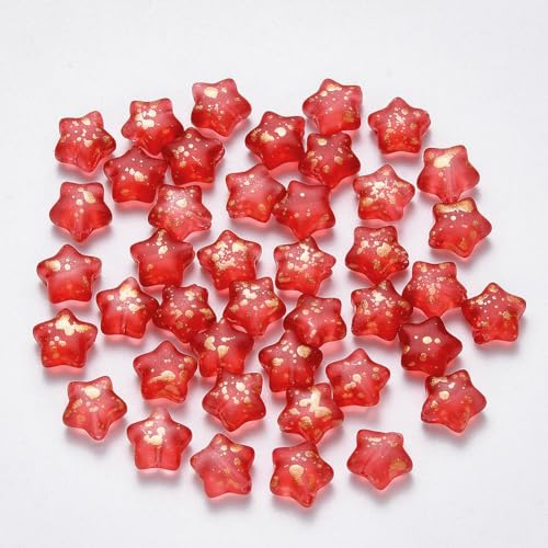 KISSITTY Glasperlen in Sternform, mattiert, rote Kristallperlen, mittig gebohrt, lose Bastelperlen, 8 mm, für Schmuckherstellung, Ohrringe, Armbänder, Halsketten, Bastelarbeiten, 100 Stück KISSITTY Glasperlen in Sternform, mattiert, rote Kristallperlen, mittig gebohrt, lose Bastelperlen, 8 mm, für Schmuckherstellung, Ohrringe, Armbänder, Halsketten, Bastelarbeiten, 100 Stück von KISSITTY