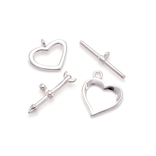 KISSITTY Knebelverschlüsse in Herzform, Sterlingsilber, zur Schmuckherstellung, Verbindungsstück-Verschluss für selbstgemachte Halsketten, Armbänder, für Damen, 2 Sets KISSITTY Knebelverschlüsse in Herzform, Sterlingsilber, zur Schmuckherstellung, Verbindungsstück-Verschluss für selbstgemachte Halsketten, Armbänder, für Damen, 2 Sets von KISSITTY