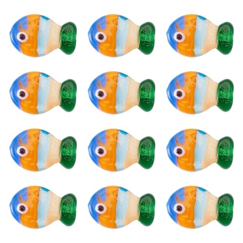 KISSITTY Lampwork-Fischperlen, blaue Kristalle, kleine Fische mit Streifenmuster, in der Mitte gebohrt, lose Abstandshalter, Perlen für selbstgemachte Halsketten, Armbänder, Ohrringe von KISSITTY