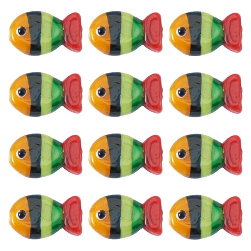 KISSITTY Lampwork-Fischperlen, rote Kristalle, kleine Fische mit Streifenmuster, in der Mitte gebohrt, lose Abstandshalter, Perlen für selbstgemachte Halsketten, Armbänder, Ohrringe von KISSITTY