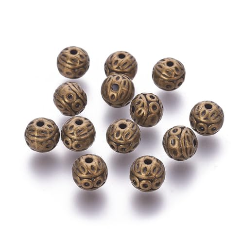 KISSITTY Metallperlen im tibetischen Stil, Antik-Bronze, strukturiert, rund, Abstandhalter, Vintage-Legierung, mittig gebohrt, lose Perlen für DIY-Armbänder, Halsketten, Ohrringe, Schmuckherstellung KISSITTY Metallperlen im tibetischen Stil, Antik-Bronze, strukturiert, rund, Abstandhalter, Vintage-Legierung, mittig gebohrt, lose Perlen für DIY-Armbänder, Halsketten, Ohrringe, Schmuckherstellung von KISSITTY