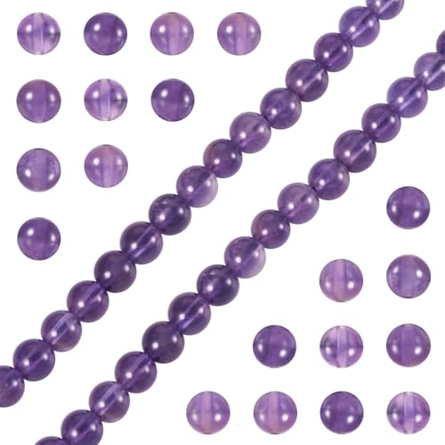 KISSITTY Natürliche Amethyst-Perlen, 4 mm, runde Form, Edelstein-Kristall, lose Abstandshalter, Perlen für Schmuck, Armbänder, Halsketten, Ohrringe, Bastelarbeiten, Ornamente, 95 Stück von KISSITTY