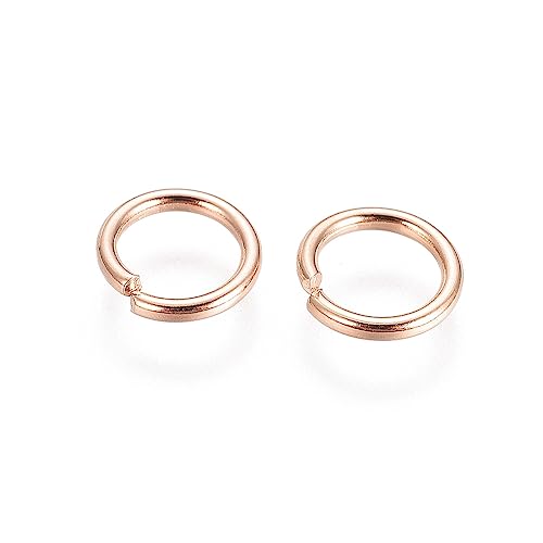 KISSITTY Offene Binderinge aus 304 Edelstahl, 6 mm, Rotgold, 0,8 mm dick, Kettennetzherstellung, Schmuckzubehör für selbstgemachte Halsketten, Ohrringe, Armbänder, 30 Stück von KISSITTY