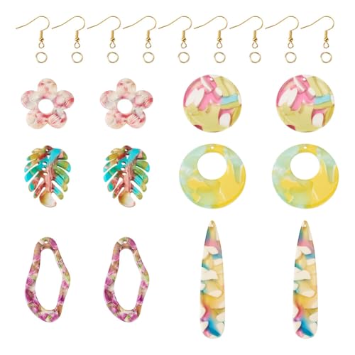 KISSITTY Ohrring-Bastelset, 8 Stück, Acryl, runde Tropfenform, ovale Charms, 4 Stück Zelluloseacetat, Monstera-Blatt-Blumen-Anhänger mit 12 Ohrringhaken, 12 Biegeringe für die Herstellung von KISSITTY Ohrring-Bastelset, 8 Stück, Acryl, runde Tropfenform, ovale Charms, 4 Stück Zelluloseacetat, Monstera-Blatt-Blumen-Anhänger mit 12 Ohrringhaken, 12 Biegeringe für die Herstellung von von KISSITTY