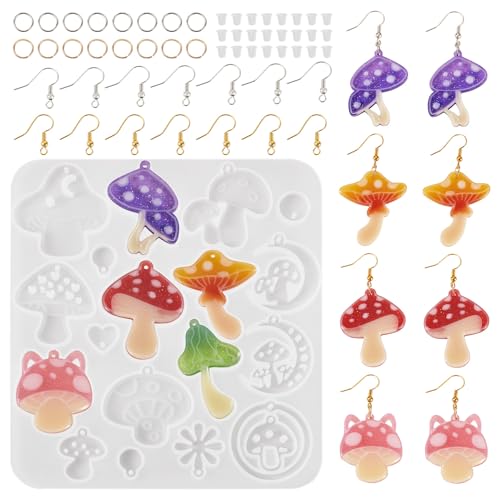 KISSITTY Pilzmotiv-Ohrring-Anhänger-Formen, dekorative Pilze, Silikonharz, Gießformen für Frauen, DIY-Ohrringe, Halsketten, Armbänder, Schmuckdekoration von KISSITTY