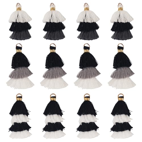 KISSITTY Quasten-Anhänger für Schmuckherstellung, mehrlagige Schlüsselanhänger, Quasten, Großpackung, schwarzer Stoff, hängende Dekorationen für DIY-Ohrringe, Basteln, Lesezeichen, Schmuckherstellung KISSITTY Quasten-Anhänger für Schmuckherstellung, mehrlagige Schlüsselanhänger, Quasten, Großpackung, schwarzer Stoff, hängende Dekorationen für DIY-Ohrringe, Basteln, Lesezeichen, Schmuckherstellung von KISSITTY