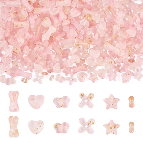 KISSITTY Rosa Acrylperlen, Schmetterling, Stern, Herz, Kreuzform, verschiedene ästhetische kleine Abstandshalter, Bastelperlen, Charms für selbstgemachte Halsketten, Ohrringe, Armbänder von KISSITTY