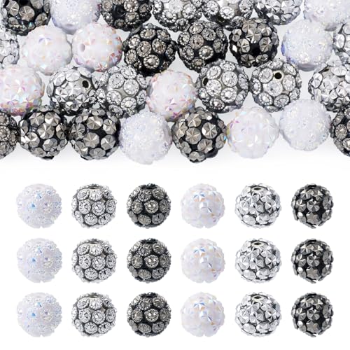 KISSITTY Runde Harz-Strassperlen in Pavé-Fassung, bunte klobige Kaugummi-Kugelperlen, glänzende Baseball-Armbandperlen für Perlen, Stifte, Schlüsselband, Schlüsselanhänger, Schmuckherstellung, 30 von KISSITTY