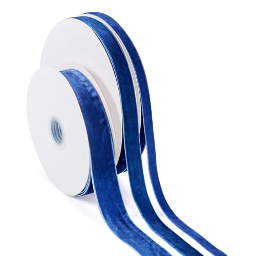 KISSITTY Samtband, 45,7 m, Blau, einseitig, verschiedene Größen, dekorative Bastel-Stoffbänder für Valentinstag, Blumensträuße, Girlanden, Hochzeit, Geschenkverpackung, Haare, Heimdekoration KISSITTY Samtband, 45,7 m, Blau, einseitig, verschiedene Größen, dekorative Bastel-Stoffbänder für Valentinstag, Blumensträuße, Girlanden, Hochzeit, Geschenkverpackung, Haare, Heimdekoration von KISSITTY