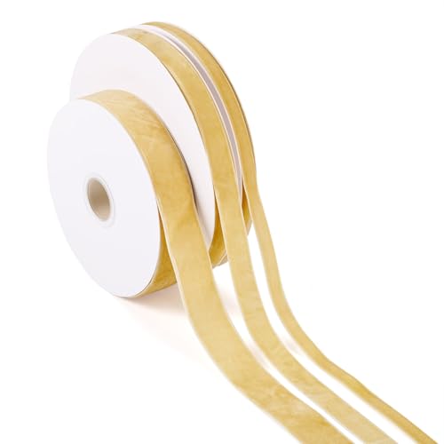 KISSITTY Samtband, 45,7 m, Gelb, einseitig, verschiedene Größen, dekorative Bastel-Stoffbänder für Valentinstag, Blumensträuße, Girlanden, Hochzeit, Geschenkverpackung, Haare, Heimdekoration KISSITTY Samtband, 45,7 m, Gelb, einseitig, verschiedene Größen, dekorative Bastel-Stoffbänder für Valentinstag, Blumensträuße, Girlanden, Hochzeit, Geschenkverpackung, Haare, Heimdekoration von KISSITTY