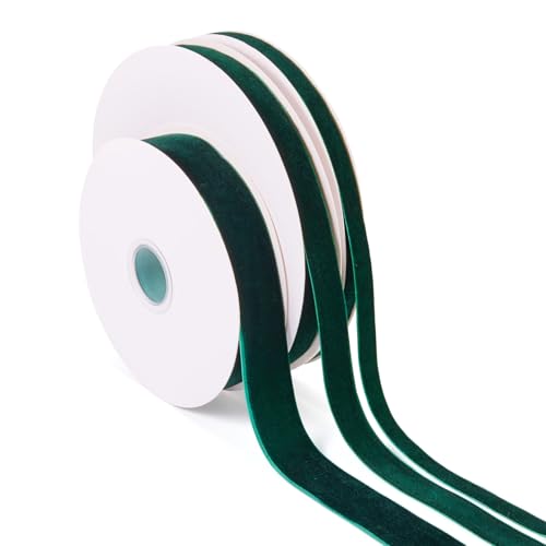 KISSITTY Samtband, 45,7 m, Grün, einseitig, verschiedene Größen, dekorative Bastel-Stoffbänder für Valentinstag, Blumensträuße, Girlanden, Hochzeit, Geschenkverpackung, Haare, Heimdekoration KISSITTY Samtband, 45,7 m, Grün, einseitig, verschiedene Größen, dekorative Bastel-Stoffbänder für Valentinstag, Blumensträuße, Girlanden, Hochzeit, Geschenkverpackung, Haare, Heimdekoration von KISSITTY
