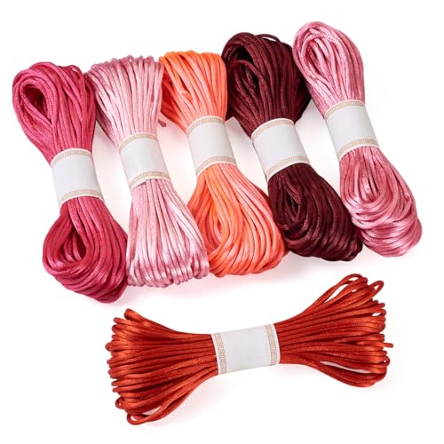 KISSITTY Satinkordel, 3 mm, chinesischer Knoten, geflochtener Faden, rosa, rot, bunt, Polyester, Perlen, dekorative Bastelschnur für DIY-Schmuckherstellung, Basteln, Stricken, Geschenkverpackung, KISSITTY Satinkordel, 3 mm, chinesischer Knoten, geflochtener Faden, rosa, rot, bunt, Polyester, Perlen, dekorative Bastelschnur für DIY-Schmuckherstellung, Basteln, Stricken, Geschenkverpackung, von KISSITTY