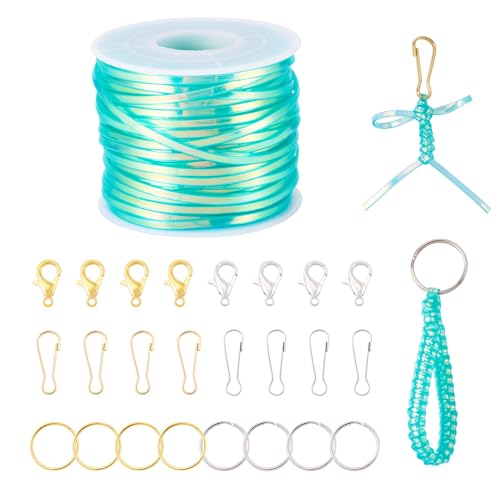 KISSITTY Schlüsselband-Set zum Selbermachen, Schmuckherstellungs-Set, Eisen, Schlüsselringe, Verschlüsse, flach, PVC, Laserschnur, Zinklegierung, Karabinerverschlüsse, Armbandschnur für Armband KISSITTY Schlüsselband-Set zum Selbermachen, Schmuckherstellungs-Set, Eisen, Schlüsselringe, Verschlüsse, flach, PVC, Laserschnur, Zinklegierung, Karabinerverschlüsse, Armbandschnur für Armband von KISSITTY