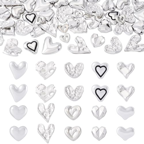 KISSITTY Silberfarbene, undurchsichtige Herz-Cabochons aus Harz, Großpackung, sortiert, silberfarben, flache Rückseite, Cabochon-Charms, Herz, Acryl-Cabochon, Basisfassung, Scrapbooking, Verzierungen KISSITTY Silberfarbene, undurchsichtige Herz-Cabochons aus Harz, Großpackung, sortiert, silberfarben, flache Rückseite, Cabochon-Charms, Herz, Acryl-Cabochon, Basisfassung, Scrapbooking, Verzierungen von KISSITTY