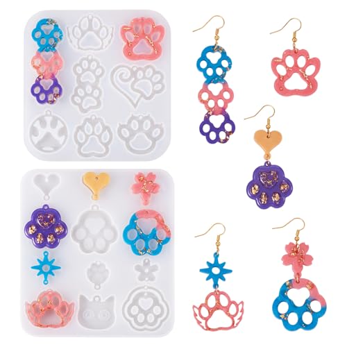 KISSITTY Silikonformen mit Pfotenabdruckmotiv, 2 Stück, Hunde- und Katzenpfoten, Cabochons, Harzguss, Bastelform, 2 Stile für Epoxidharz, Halsketten, Ohrringe, Schlüsselanhänger, Schmuckherstellung KISSITTY Silikonformen mit Pfotenabdruckmotiv, 2 Stück, Hunde- und Katzenpfoten, Cabochons, Harzguss, Bastelform, 2 Stile für Epoxidharz, Halsketten, Ohrringe, Schlüsselanhänger, Schmuckherstellung von KISSITTY