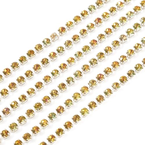 KISSITTY Strass-Ketten, 4,5 m, Farbverlauf, goldfarben, Kristallglasbesatz, Tassenketten, Verzierungen für selbstgemachten Schmuck, Hochzeit, Party, Kleidung, Haardekoration, Basteln, Ornamente KISSITTY Strass-Ketten, 4,5 m, Farbverlauf, goldfarben, Kristallglasbesatz, Tassenketten, Verzierungen für selbstgemachten Schmuck, Hochzeit, Party, Kleidung, Haardekoration, Basteln, Ornamente von KISSITTY