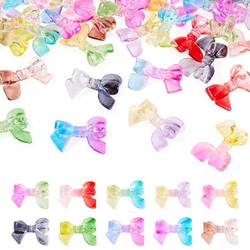 KISSITTY Transparente Acryl-Schleifenperlen, ästhetische Perlen, bunt, blickdicht, Fliege, transparent, zweifarbig, Abstandshalter für Armbänder, Halsketten, Schlüsselanhänger, Schmuckherstellung, 40 von KISSITTY