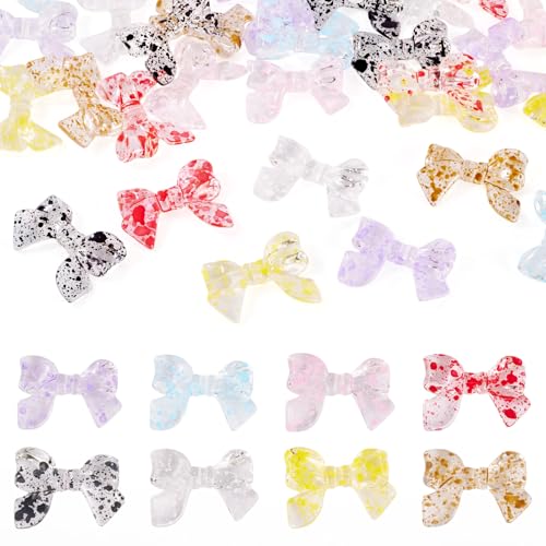 KISSITTY Transparente Acrylperlen, ästhetische Schleife, bunt, blickdicht, Fliege, transparent, zweifarbig, Abstandshalter für Armbänder, Halsketten, Schlüsselanhänger, Schmuckherstellung, 40 Stück von KISSITTY