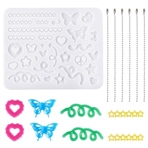 KISSITTY Verschiedene DIY-Silikon-Gießformen, hohl, Schmetterling, Herz, Stern, Anhänger, Harzgussformen mit Eisenanhänger, Ketten für Schmuck, baumelnde Ohrringe, Halsketten, Handwerk KISSITTY Verschiedene DIY-Silikon-Gießformen, hohl, Schmetterling, Herz, Stern, Anhänger, Harzgussformen mit Eisenanhänger, Ketten für Schmuck, baumelnde Ohrringe, Halsketten, Handwerk von KISSITTY