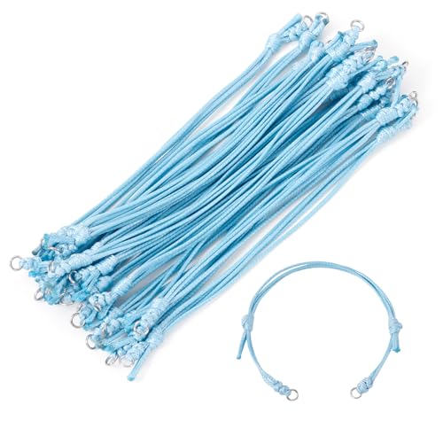 KISSITTY Verstellbare Armbandschnüre für Verbindungsanhänger, gewachste Polyester-Fadenschnur, himmelblau, halbfertiges Armband für Freundschaftsarmbänder, Schmuckherstellung, 20 Stück KISSITTY Verstellbare Armbandschnüre für Verbindungsanhänger, gewachste Polyester-Fadenschnur, himmelblau, halbfertiges Armband für Freundschaftsarmbänder, Schmuckherstellung, 20 Stück von KISSITTY