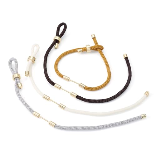 KISSITTY Verstellbare Nylonschnur-Armbänder, gedrehte Freundschaftsarmbänder mit goldfarbenen Messing-Fundstücken für Heimwerker, Basteln, Schmuckherstellung, Damen und Herren, Geschenke, Sommer, 4 von KISSITTY