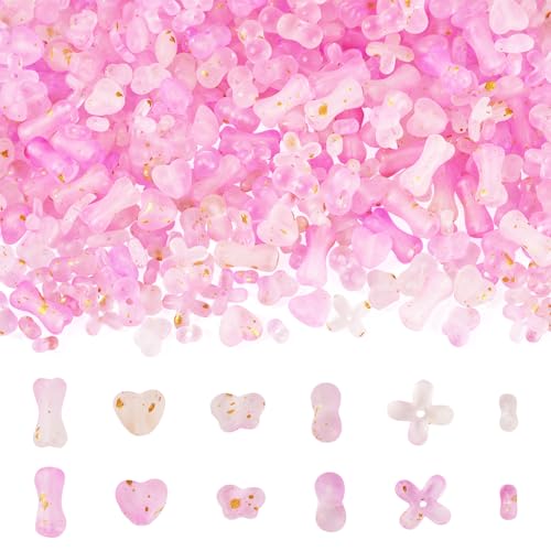 KISSITTY Violette Acrylperlen, Schmetterling, Blume, Herz, Knochen, verschiedene ästhetische kleine Abstandshalter, Bastelperlen, Charms, Großpackung für selbstgemachte Halsketten, Ohrringe, Armbänder von KISSITTY