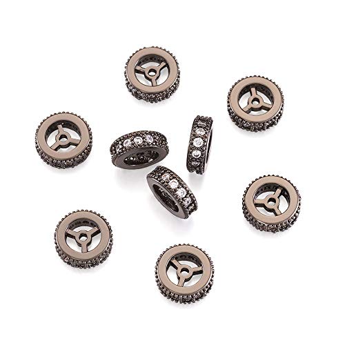 Kissitty Zirkonia-Perlen, 10 Stück 10x3mm schwarz von KISSITTY