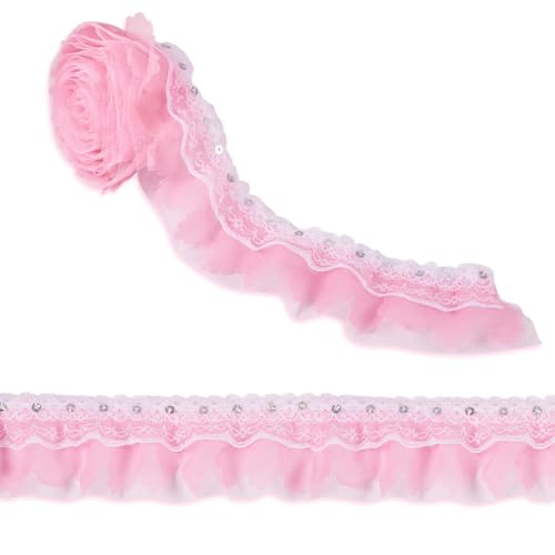 Spitzenband aus Polyester, plissiert, 5,1 cm, gerüscht, Spitzenborte, Stickerei, Spitzenband für DIY, Kleidung, Nähen, Dekoration, Handwerk, Rosa, 2 m Spitzenband aus Polyester, plissiert, 5,1 cm, gerüscht, Spitzenborte, Stickerei, Spitzenband für DIY, Kleidung, Nähen, Dekoration, Handwerk, Rosa, 2 m von KISSITTY