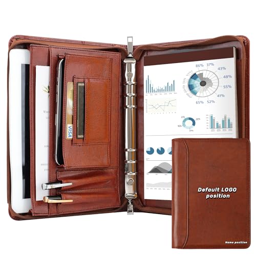 KISSKI Free LOGO Custom, Personalisiertes A5 6 Ringbuch Schreibmappe Leder für Männer Frauen, Graviertes Konferenzmappe Ordner für 5x8 Klemmbrett, Handgefertigte Geschenke, Customized, Braun KISSKI Free LOGO Custom, Personalisiertes A5 6 Ringbuch Schreibmappe Leder für Männer Frauen, Graviertes Konferenzmappe Ordner für 5x8 Klemmbrett, Handgefertigte Geschenke, Customized, Braun von KISSKI·H Olvido