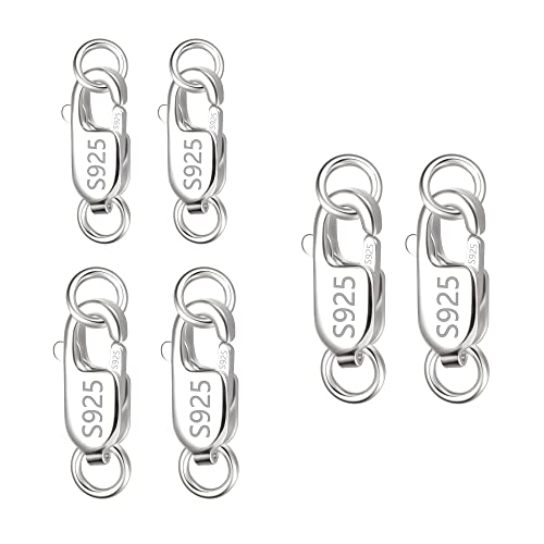 Silber 925 Armband Verschluss Kettenverschluss, 6 Stück Verschlüsse für Armbänder Ketten Verschlüsse Kettenverschlüsse zum Basteln Schmuckverschluss mit Geschlossenen Biegeringen Verbinden 8/10/12 mm von KISSPAT