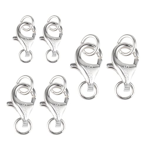 6 Stück Sterling silber 925 Kettenverschluss, Armband Verschluss mit geschlossenen Biegeringen, Ketten Verschlüsse Karabinerverschlüsse Schmuckverschluss verbinden Halskette oder Armband 8/9/11 mm von KISSPAT