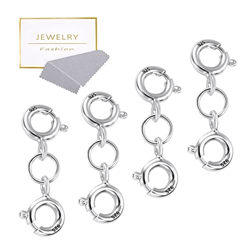 Doppel Kettenverschluss für Halskette, 4 Stück 925 Sterling Silber Doppelfederverschluss Silber Doppelter Karabinerverschluss Schmuckverschluss Verschluss für Armband Ketten Schmuckherstellung von KISSPAT