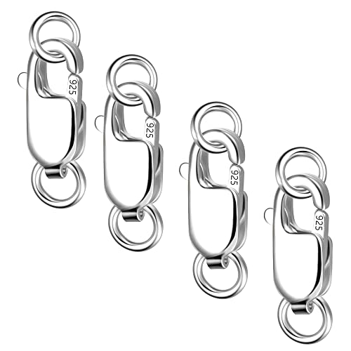 4 Stück 925 Sterling Silber rechteckige Karabinerverschlüsse mit geschlossenen Biegeringen verbinden Halskette oder Armband 12 mm von KISSPAT