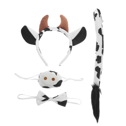 KITANDOVE 1 Satz Kuh Kostüm Set mit Haarreif Fliege Fake Nase und Teiliges Zubehör für Karneval Halloween und Partys Vielseitiges Tierkostüm für Erwachsene von KITANDOVE