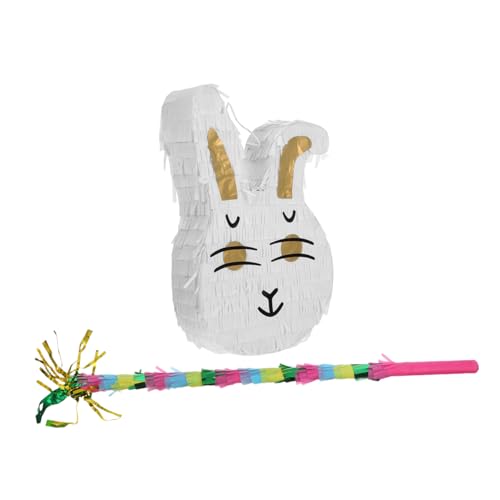 KITANDOVE Weiße Hasen Piñata Osterfeier Spiel Süßigkeitenbehälter Familien Kinder Party Dekoration Hängehalter Papier Ebene Cartoon Frühling von KITANDOVE