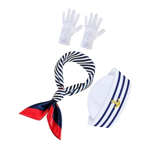 KITANDOVE 1 Set Matrosenmütze Und Schal-set: Kapitänskostüm-zubehör Für Nautische Partys, Rollenspiele, Sommerveranstaltungen, Schal, Bootskostüm Für Erwachsene von KITANDOVE