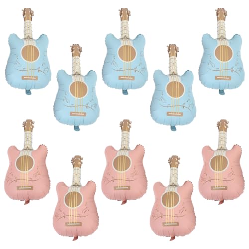 KITANDOVE 10 Stück Gitarrenform-Mattballons: Partydekorationen aus Aluminiumfolie, Musikballons, wiederverwendbare Requisiten für das Party-Layout im Innen- und Außenbereich von KITANDOVE