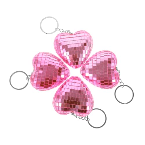 KITANDOVE 4 Stück Herz Schlüsselanhänger, Disco Schlüsselanhänger, Discokugel Schlüsselanhänger, Partygeschenke, Mini Diskokugel Schlüsselanhänger Für Partygeschenke, Discokugeln, Herz von KITANDOVE