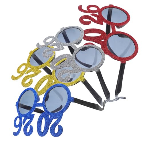 KITANDOVE 4-teilige Silvesterparty-brille, Abschlussklasse 2026, Abschlussbrillenrahmen, Glitzer-zahlenbrille Für Silvester-abschlussfeiern, Foto-requisiten von KITANDOVE