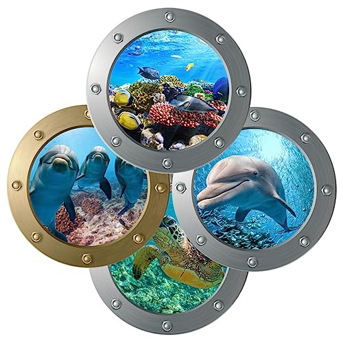KITANDOVE 4er Satz 3d Meerestier Wandaufkleber Unterwasserlandschaft Tier-aufkleber Wandkunst-dekoration Für Kinderzimmer KITANDOVE 4er Satz 3d Meerestier Wandaufkleber Unterwasserlandschaft Tier-aufkleber Wandkunst-dekoration Für Kinderzimmer von KITANDOVE