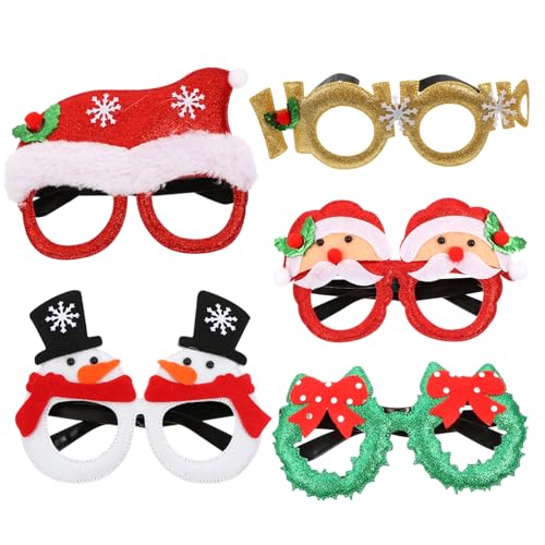 KITANDOVE 5er Set Weihnachtsdekoration Brillenrahmen Für Erwachsene Und Kreative Weihnachtsbrillen Mit Weihnachtsmann Schneemann Weihnachtsmütze Schleife Und Goldenen HOHO Perfekt Für KITANDOVE 5er Set Weihnachtsdekoration Brillenrahmen Für Erwachsene Und Kreative Weihnachtsbrillen Mit Weihnachtsmann Schneemann Weihnachtsmütze Schleife Und Goldenen HOHO Perfekt Für von KITANDOVE